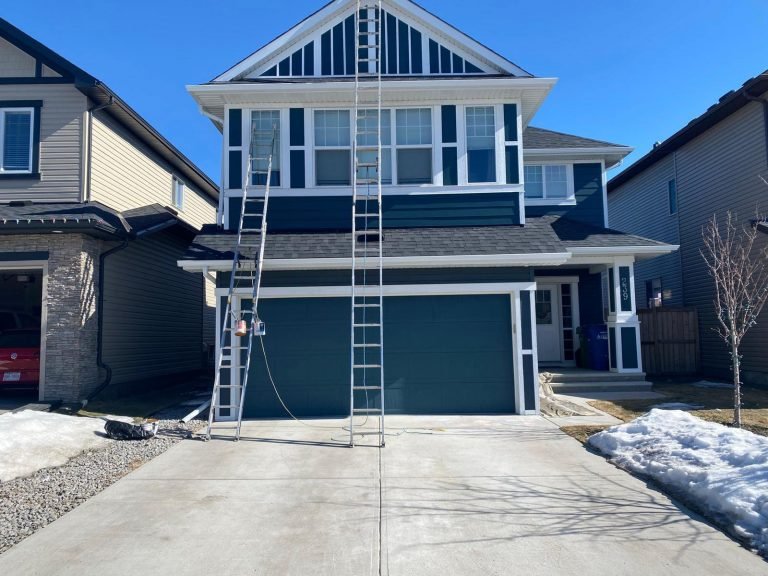 Two-storey repaint, ladders up